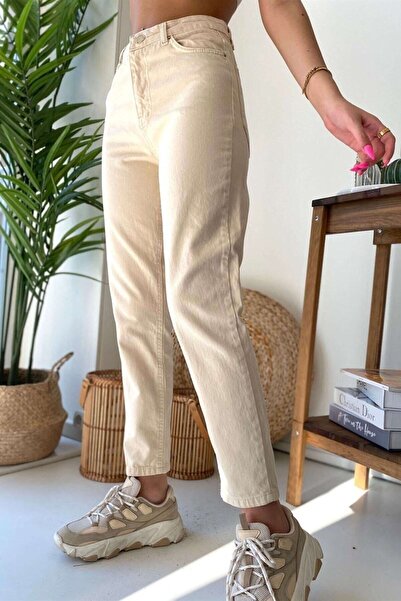 Geppetto High Waist Lycra Ecru Mom Jeans - Flexible Women's Jeans