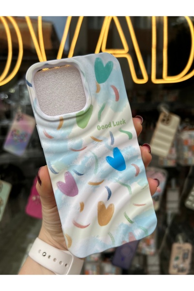 OVADA Iphone 15 Pro Max/14 Pro Max Uyumlu 3d Dalgalı Kalp Desenli Silikon Kılıf