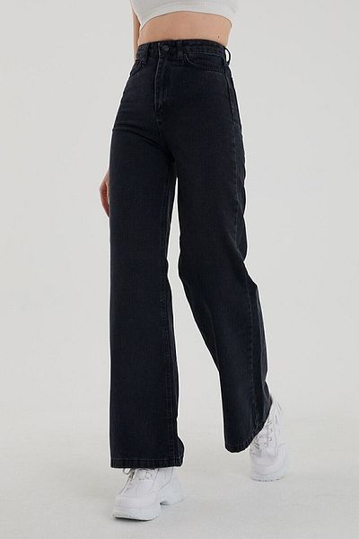 Geppetto Zero Max Women's Black Blue Lycra Super High Waist Loose Jeans Palazzo Trousers