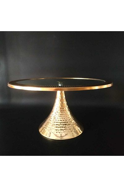 HİLALKRİSTAL GOLD PLATED GLASS -METAL CAKE STAND COOKIE PRAYER PRESENTATION