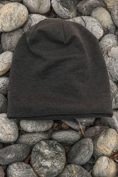 modacix Gray Cotton Combed Beanie Black Combed Cotton Lining Inside