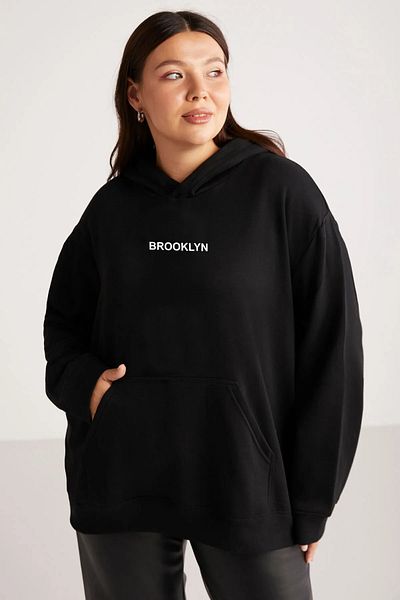 ZEMLİYA Black oversize BROOKLYN printed oversize sweatshirt