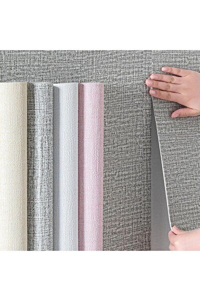 Renkli Duvarlar 50x280cm Keten Kahvesi Yapışkanlı Isı Ve Ses Yalıtımını Destekler Boyanabilir Duvar Paneli Kağıdı