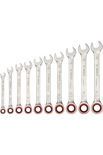 Bosch 10 PieCes ProfessionAl RAtChet WrenCh Set - (1600A02AU0)
