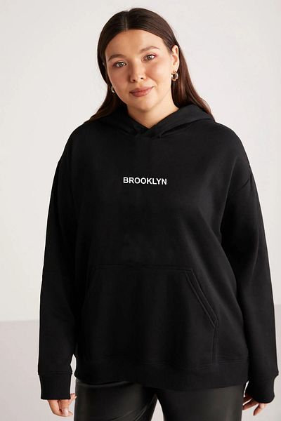 ZEMLİYA Black oversize BROOKLYN printed oversize sweatshirt