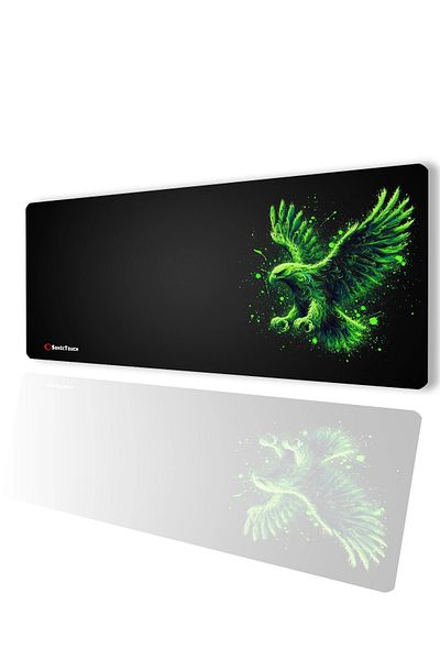 SonicTouch لوحة ماوس ألعاب UltraGrand باللونين الأسود والأخضر النيون بدون خياطة مقاس Xxl مقاس 40 × 90 سم