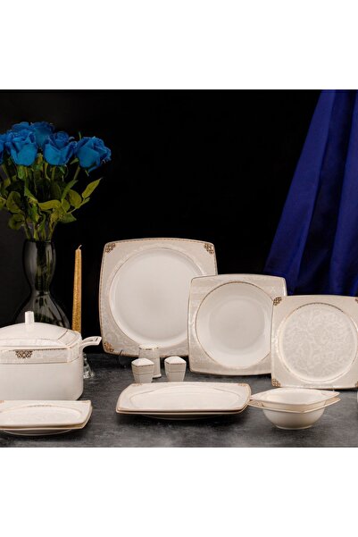 ÖZLİFE PRESTİGE COLLECTİONS Kare 60 Parça 12 Kişilik Yemek Takımı