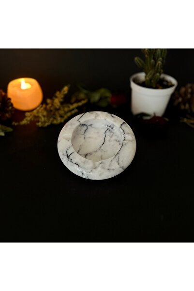 Leylak Mermer (Oval-Balıksırt) Küllük/ Kül Tablası (Doğal Taş)