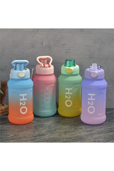 Çılgıntrend زجاجة مياه تحفيزية من البولي كربونات H2O سعة 1 لتر