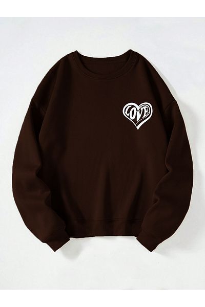 Mad&Calf Φούτερ Unisex Crew Neck Love Printed Oversize Loose Cut Fleece φούτερ