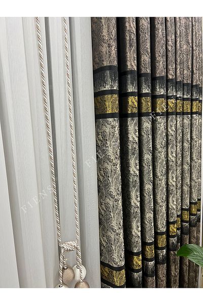 FİENS PANEL FON CURTAIN BLACK BROWN 1/3 BLACK PLEATED (SINGLE WING) MADRID-24