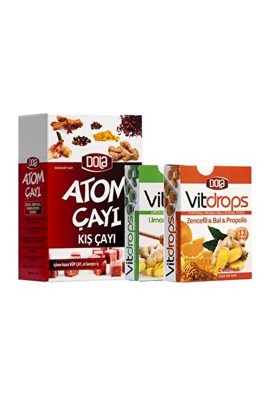 Dola Vitdrops Boğaz Pastili & Atom Çay Paketi 3'lü Set