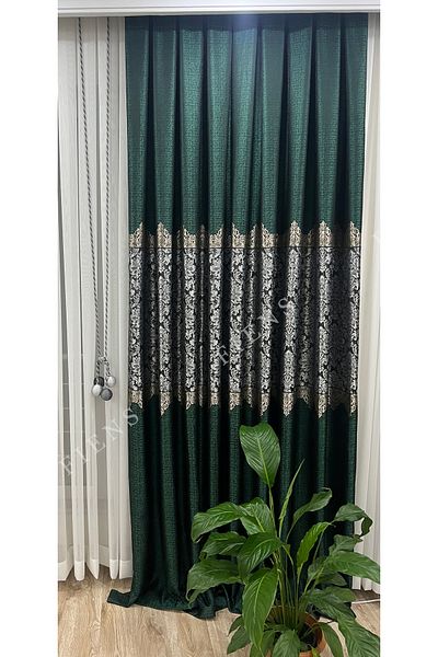 FİENS ستارة لوحة فون أخضر زمردي أسود رمادي 1/3 بطيات ضيقة (أجنحة واحدة) DAMAKS-55