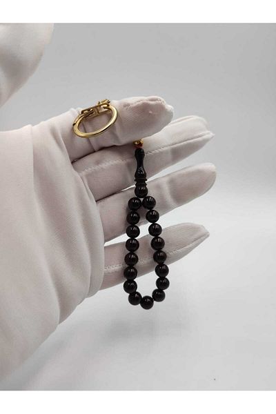 ALTUNTAŞ BLACK SPHERE CUT CRIMPING AMBER KEY Chain