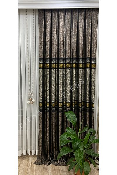 FİENS PANEL FON CURTAIN BLACK BROWN 1/3 BLACK PLEATED (SINGLE WING) MADRID-24