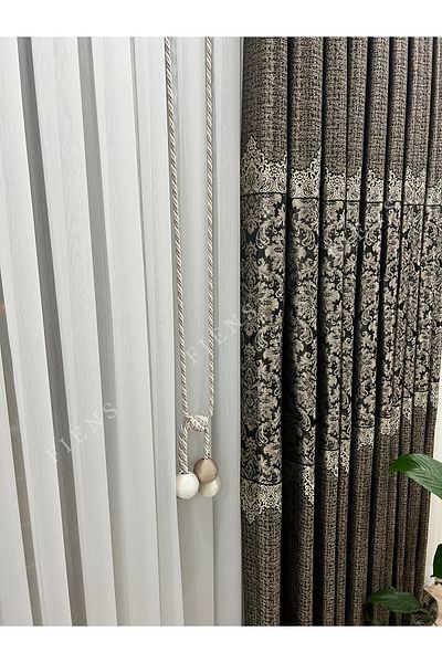 FİENS PANEL FON CURTAIN BLACK BROWN 1/3 BLACK PLEATED (SINGLE WING) DAMAKS-20