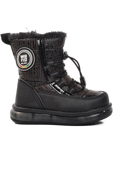 WALKWAY Yelets-2-B Black Baby Snow Boots with Fur Inside