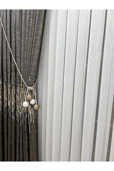 FİENS PANEL FON CURTAIN BROWN BEIGE 1/3 BLACK PLEATED (SINGLE WING) VENICE-24