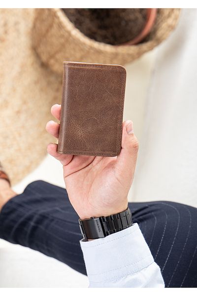 Niki Leather Πορτοφόλι Nerina Brown Unisex Card Holder
