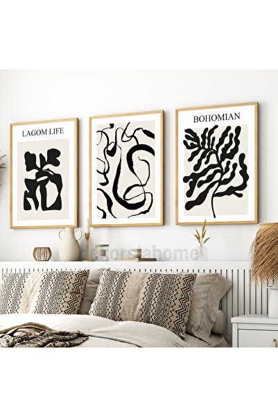 Dekorsiahome Set de pictură cu rame din lemn, 3 piese