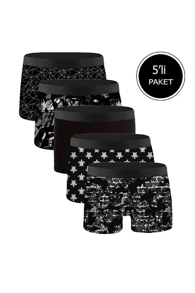Gioli Τράβις22 # premiumcollection - Σετ 5 ανδρών με μοτίβο Black Boxer