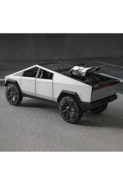 Jutenya سيارة تيسلا سايبرتروك بمقياس 1:24 مصنوعة من المعدن مع صوت وضوء