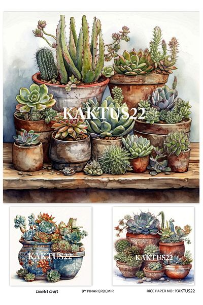 LİNEART Lineart Brass Decopage Paper KAKTUS22 29x42cm