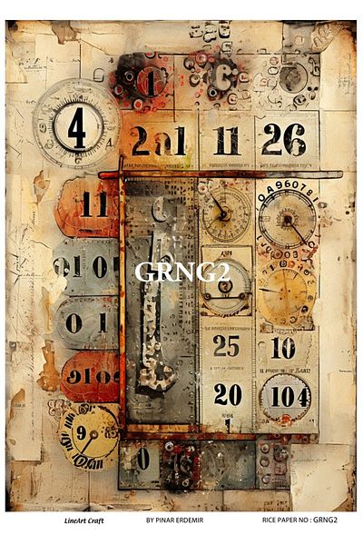 LİNEART Lineart Brass Decopage Paper GRNG2 29x42cm