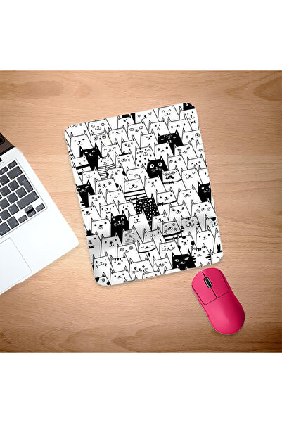 UcuruStore Μαύρο και λευκό ορθογώνιο mouse pad με στήριγμα καρπού για όλες τι...