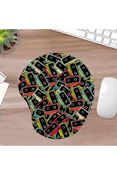 UcuruStore Πολύχρωμο Οβάλ Μαξιλαράκι Ποντικιού με Στήριγμα Καρπού σε Σχήμα Κα...