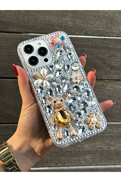 OSG iPhone 14 Pro Max Kılıf (Sadece 14 Pro Max UYUMLUDUR) Ultra Lüx Damla Taşlı Özel Tasarım Kılıf