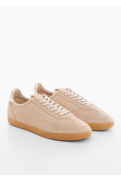 MANGO Woman Leather Lace-Up Sneakers