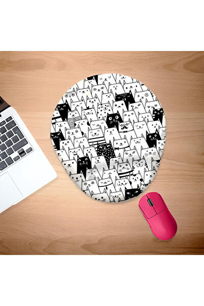 UcuruStore Μαύρο και λευκό οβάλ ποντικομαξιλαράκι με στήριγμα καρπού για όλες...