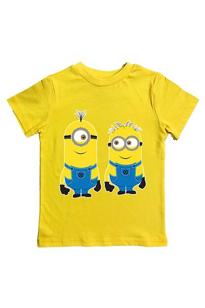 Minions εμπριμέ βαμβακερό χτενισμένο βαμβακερό ύφασμα καλοκαιρινό παιδικό μπλουζάκι