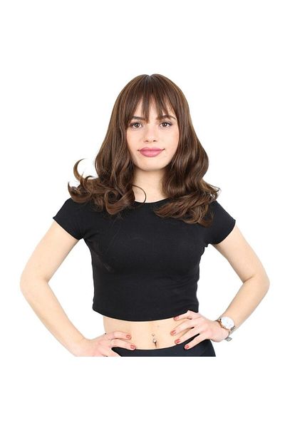 KONAK PERUK Medium Size Fiber Synthetic Wig - Wavy and Perch, Brown Caramel