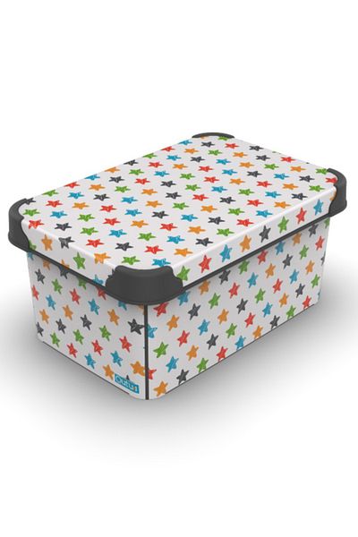 QUTU 5 Lt Stars Stars 28,5x19x13,5 Storage Box with Lid Style Box Organizer Decorative Box