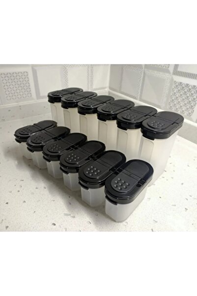 Tupperware توبر وير - وعاء بهارات أسود 12 قطعة.