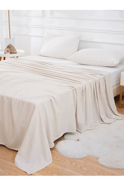 pamukidea 260x220 cm Double Cotton Buldan Linen Plain Plain Bedspread