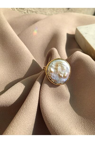 MiracleLivesGiftShop Ayarlanabilir Coin İnci Yüzük, Doğal İnci Yüzük, Kadın B...