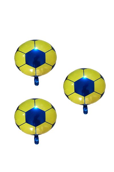 LOTUS PARTY Yellow Navy Blue Football Ball Foil Balloon - Fan Team Birthday Balloon 3 Pieces
