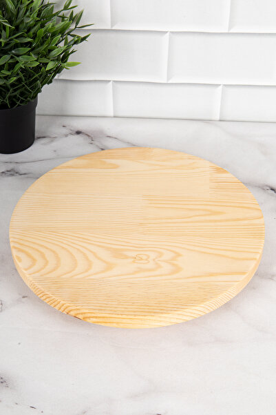 DNS HOME Luxury Serving Presentation Plate with Wooden Rotating Stand Presentation Board 28 cm