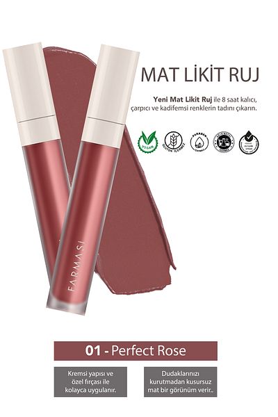 Farmasi (2 PIECES) Matte Liquid Lipstick 4 Ml-perfect Rose