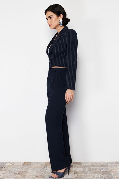 Trendyol Collection Темно-сині широкі штани з поліестеру TWOSS24PL00080 TWOSS24PL00080