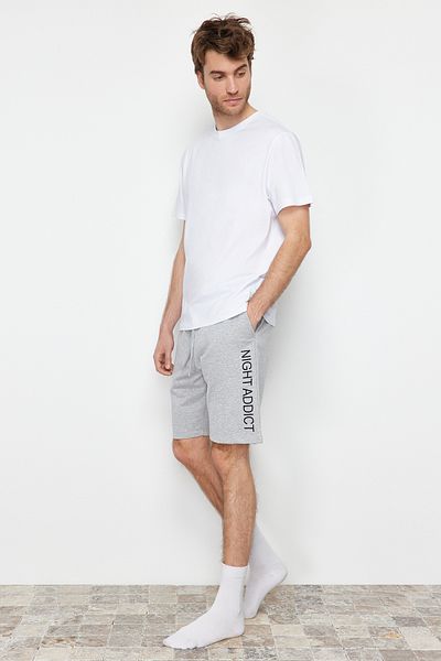 Trendyol Collection Weiß bedrucktes Sommer-Shorts-Pyjama-Set THMSS21PT0966