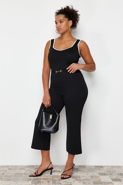 Trendyol Curve Schwarze, detaillierte, weit geschnittene Strickhose von Aksesusar TBBSS24AR00008