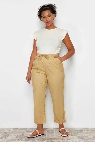 Trendyol Curve Steinroter Webstoff - Hose TBBSS24AR00013