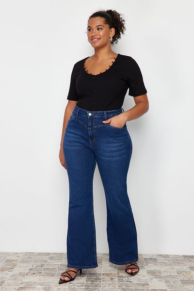 Trendyol Curve Corded Black Cotton Blouse - Unit Detail, TBBSS24AF00005