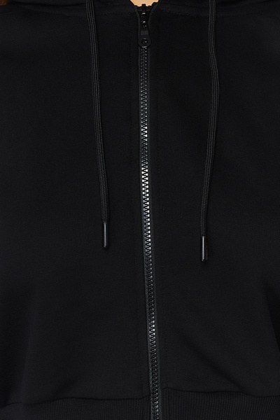 Trendyol Collection Чорний жилет з капюшоном на блискавці з нульовим рукавом TWOSS24YE00012