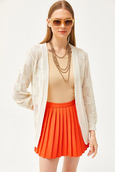Olalook Damen-Cardigan aus baumwollstrick mit muster Dama in Ecru HRK-19000280