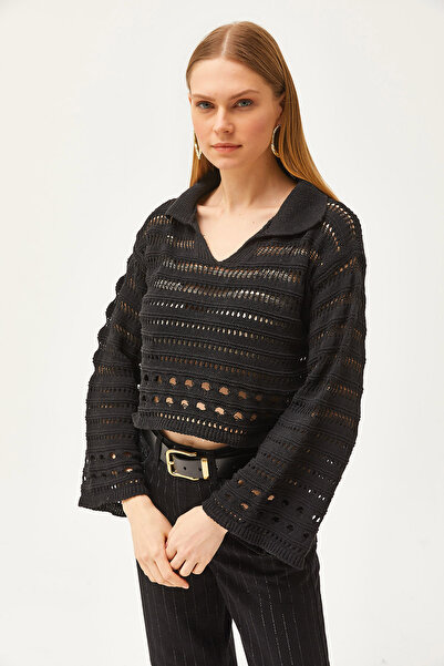 Olalook Dámská sezónní úpletová halenka s límečkem Polo BLZ-19002504